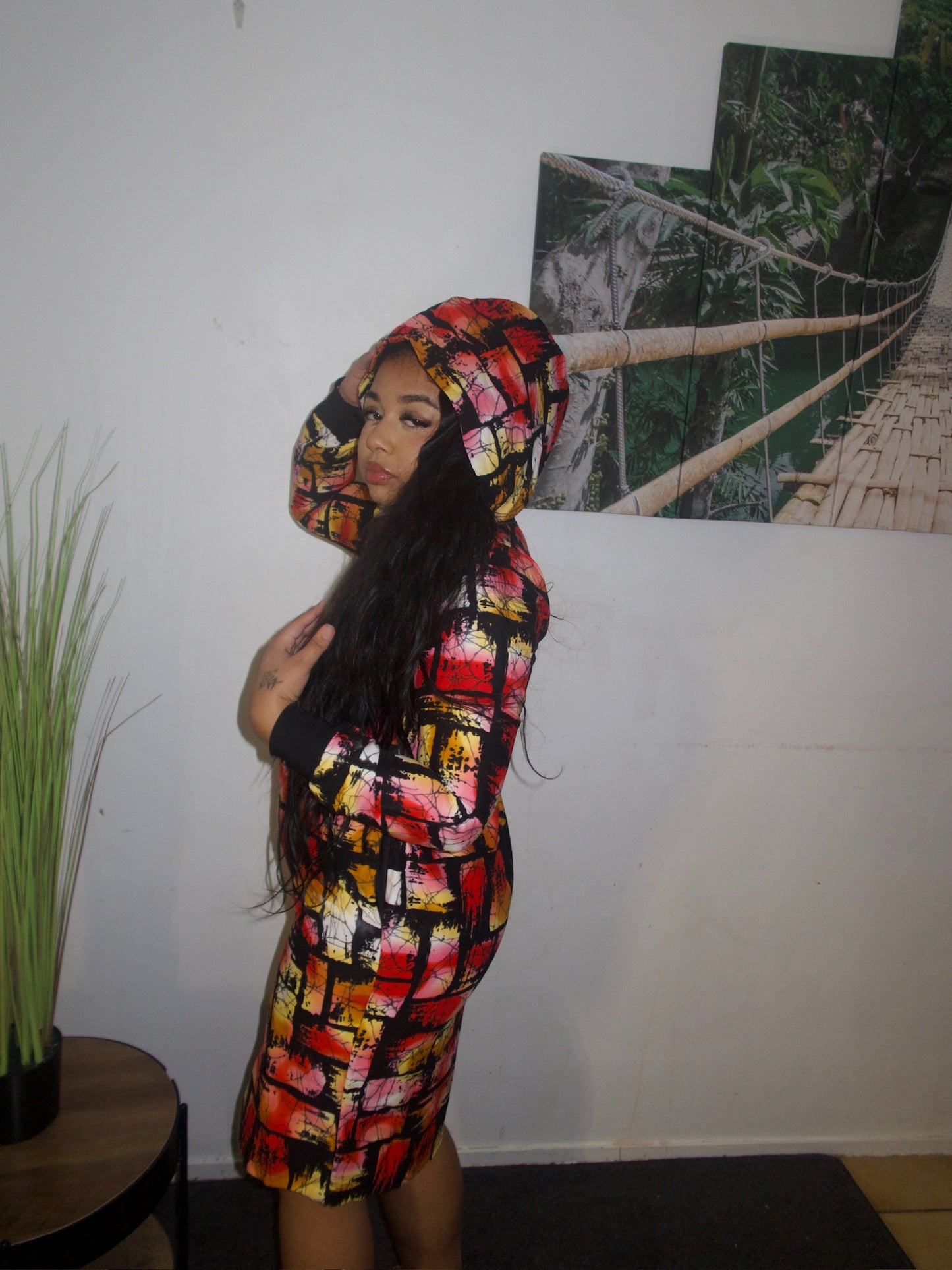 ROBE COLOREE EN PAGNE WAX A FERMETURE ECLAIR SUR LE DEVANT