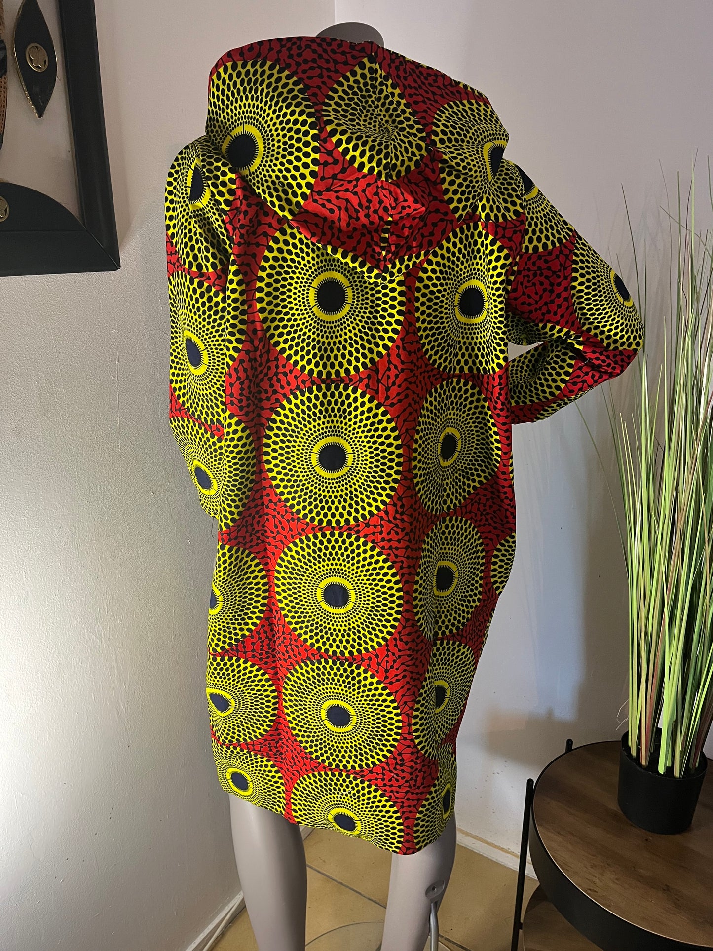 ROBE COLOREE EN WAX A FERMETURE ECLAIR SUR LE DEVANT