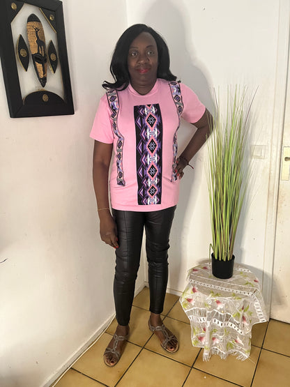 T-SHIRT MANCHE COURTE ROSE