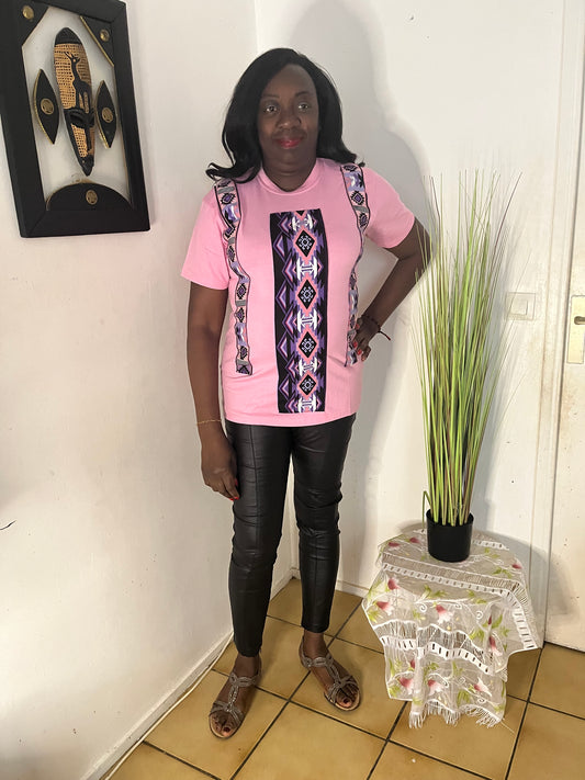 T-SHIRT MANCHE COURTE ROSE