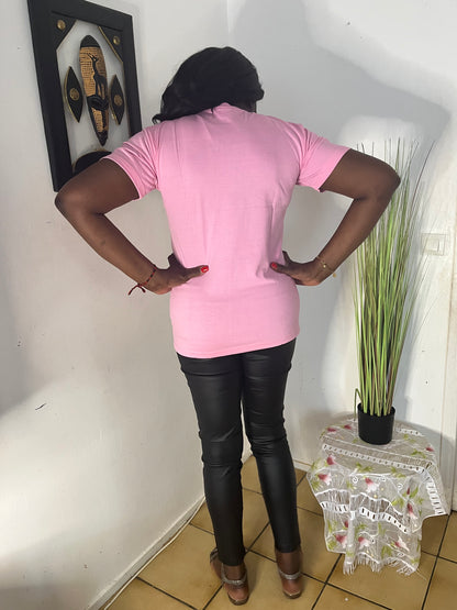 T-SHIRT MANCHE COURTE ROSE