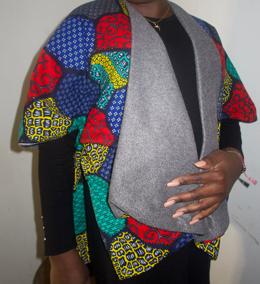 CAPE REVERSIBLE EN PAGNE WAX ET FOURRURE